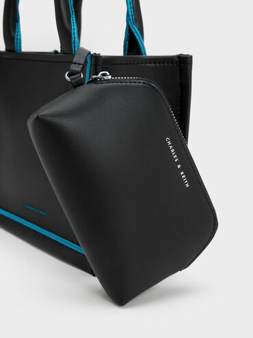 Mini Jump Contrast-Trim Tote Bag, Black, hi-res