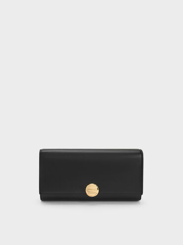 Behn Metallic-Accent Wallet-On-Chain, Black, hi-res