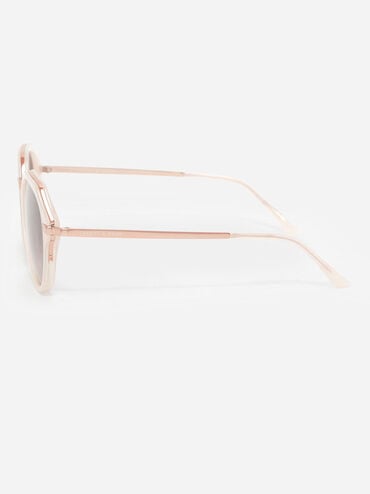 Solana Angular Oval Sunglasses, Pink, hi-res