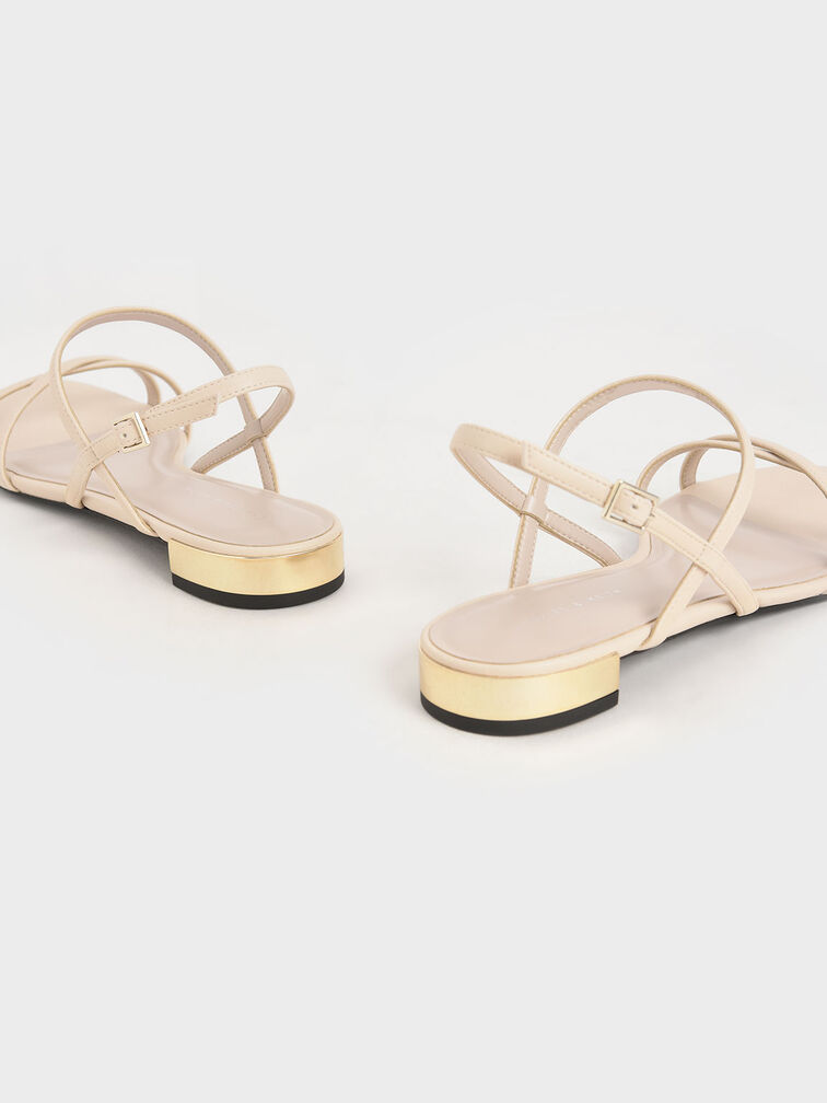 Strappy Flat Sandals, Chalk, hi-res