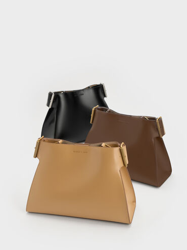 Lexie Side-Buckle Trapeze Shoulder Bag, Sand, hi-res