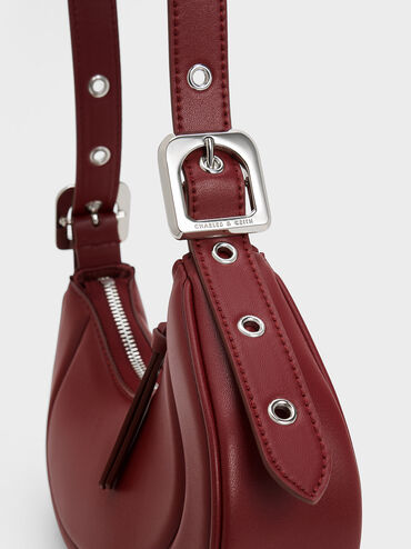 Petra Curved Shoulder Bag, Red, hi-res