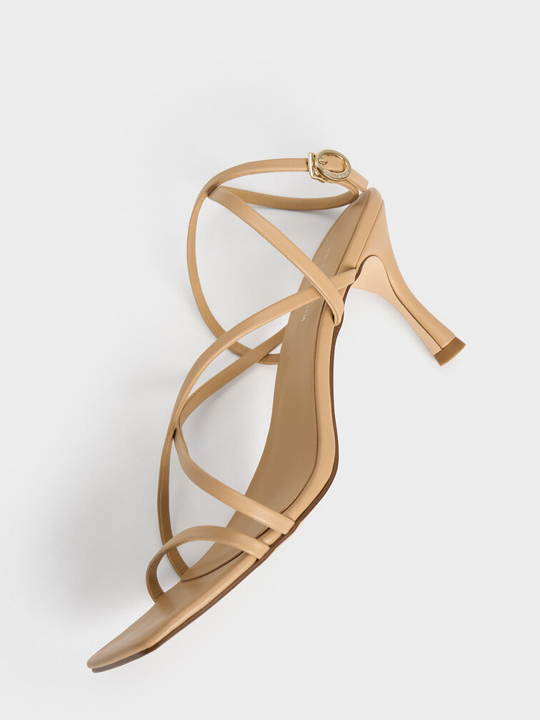 Crossover Strappy Sandals, Tan, hi-res