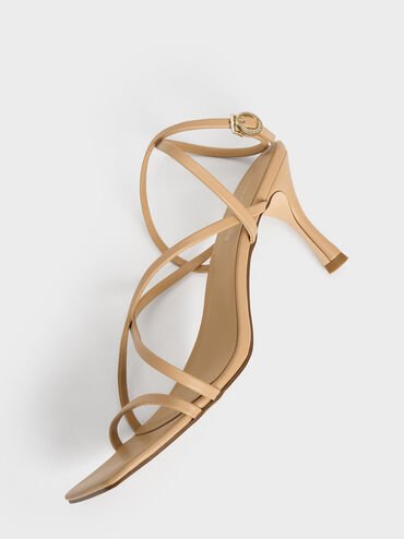 Crossover Strappy Sandals, Tan, hi-res