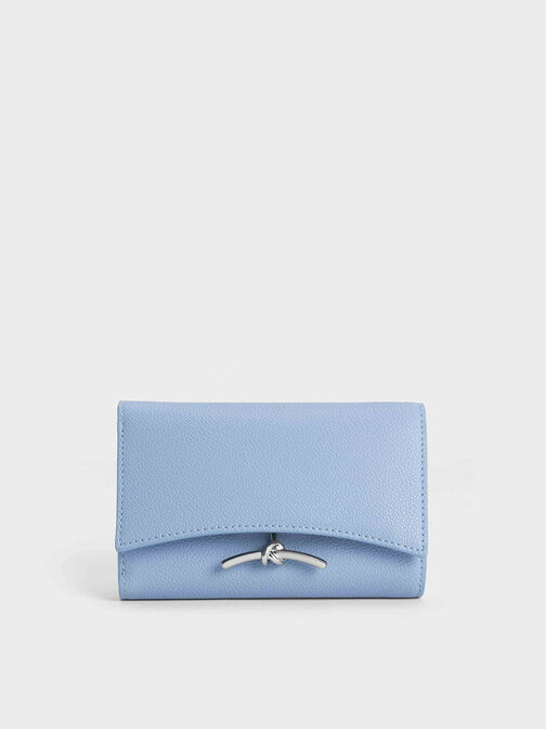 Huxley Metallic Accent Front Flap Wallet, Light Blue, hi-res
