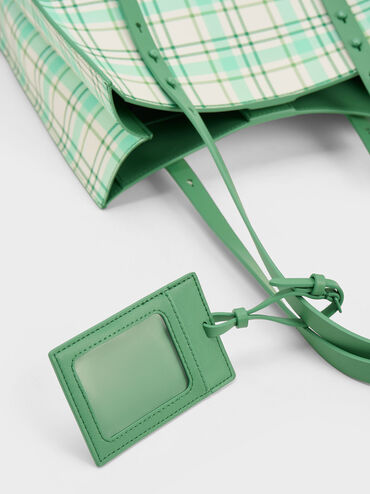 Cyrus Checkered Tote Bag, Green, hi-res