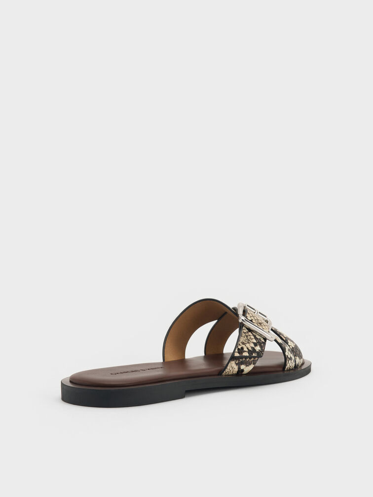 Anita Snake-Print Crossover Slides, Animal Print Natural, hi-res