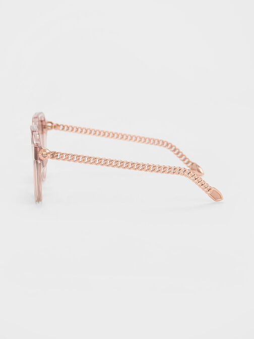 Recycled Acetate Chain-Link Sunglasses, Pink, hi-res