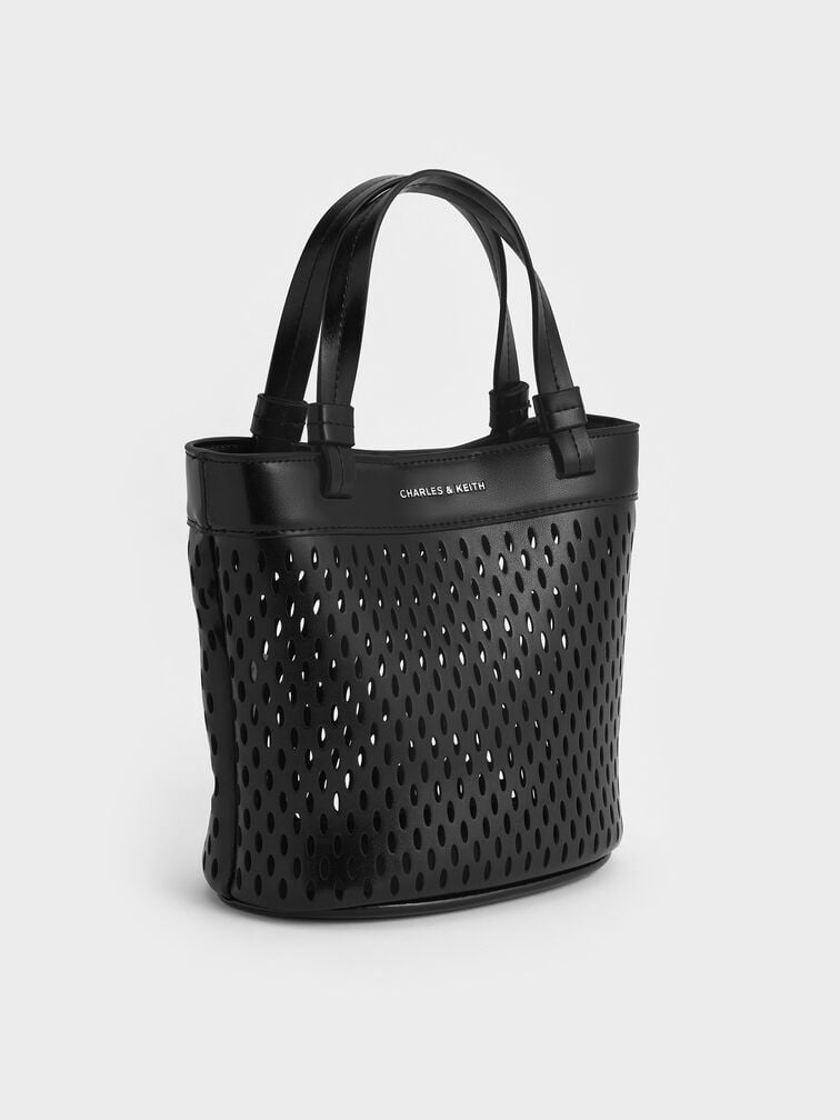 Juno Perforated Tote Bag, Noir, hi-res