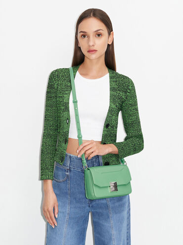 Kalinda Metallic Accent Boxy Bag, Green, hi-res