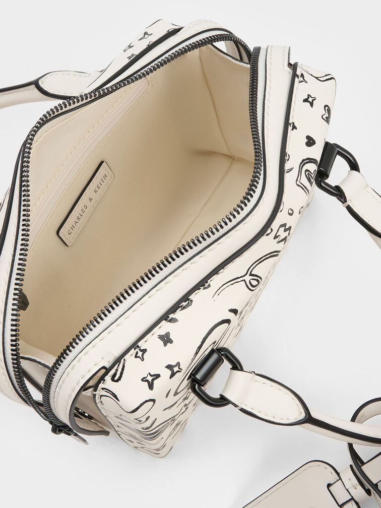 Cordele Printed Bowling Bag, Cream, hi-res