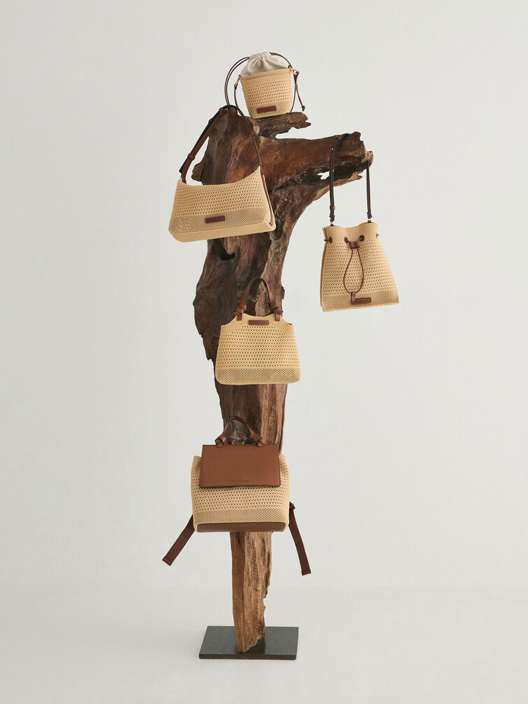 Ida Knitted Shoulder Bag, Beige, hi-res