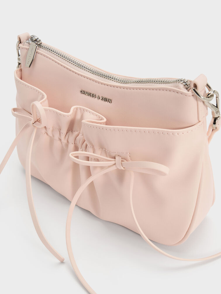 Mini Reese Ruched Bow Shoulder Bag, Soft Pink, hi-res