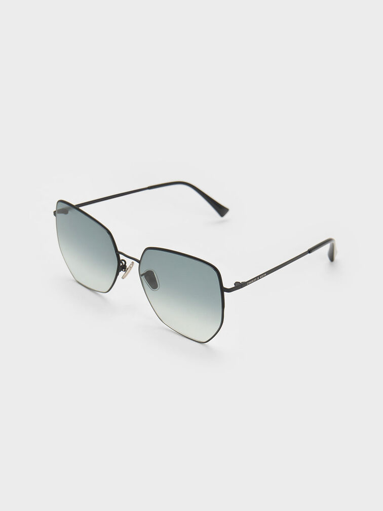 Recycled Acetate Butterfly Sunglasses, Black, hi-res