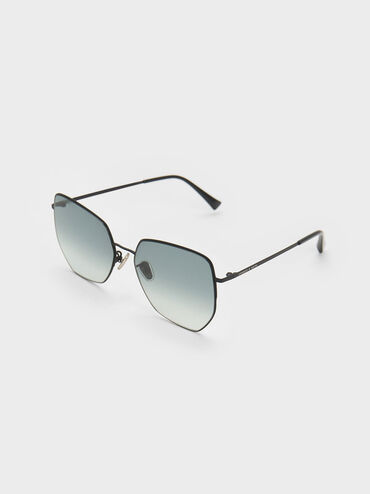 Recycled Acetate Butterfly Sunglasses, Black, hi-res