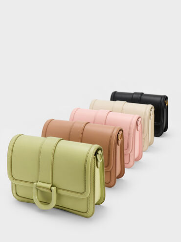 Gabine Leather Crossbody Bag, Nude, hi-res