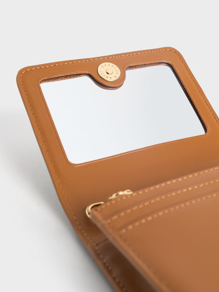 Agatha Chain-Accent Card Holder, Brown, hi-res