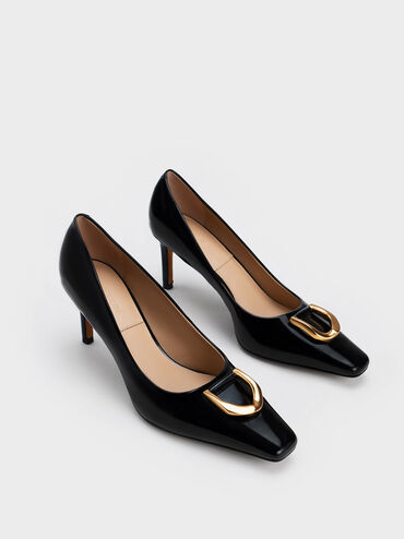 Gabine Patent Leather Tapered Pumps, Black, hi-res