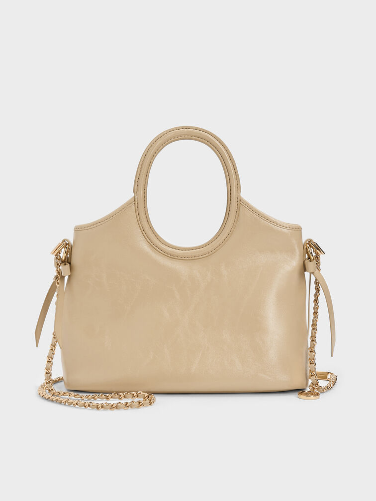 Mini Dalia Bow Oval-Handle Tote Bag, Sand Beige, hi-res