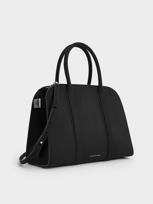 Axel Faux Suede Bowling Bag, Black, hi-res