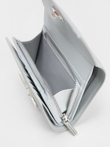 Huxley Metallic-Accent Front Flap Wallet, Light Grey, hi-res