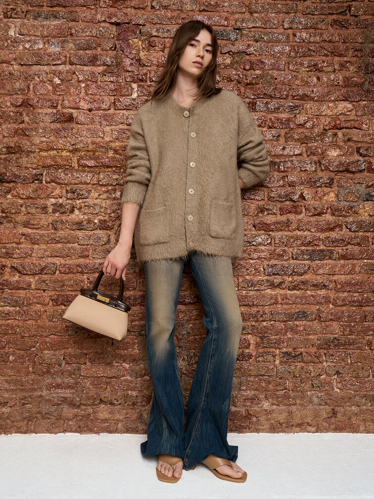 Aurelia Croc-Effect & Faux Suede Metallic-Accent Elongated Tote, Multi, hi-res