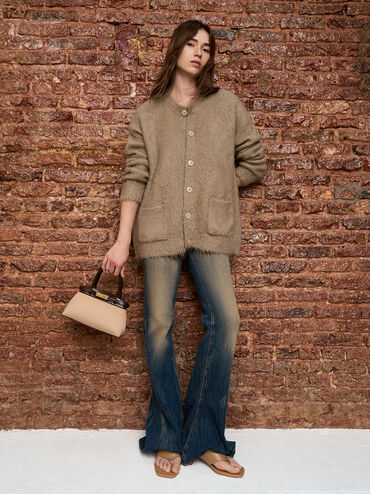 Aurelia Croc-Effect & Faux Suede Metallic-Accent Elongated Tote, Multi, hi-res