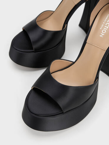 Michelle Recycled Polyester Platform Sandals, Black, hi-res