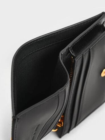 Cassia Snap Button Mini Short Wallet, Black, hi-res