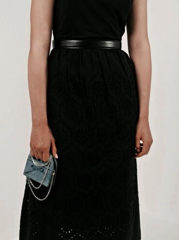 Reese Bow Top Handle Wristlet, Smoky Blue, hi-res