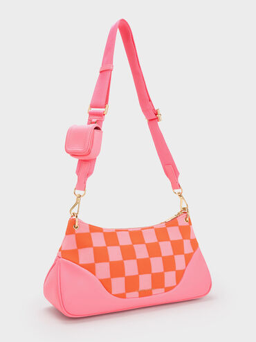 Shiloh Checkerboard Shoulder Bag, Pink, hi-res