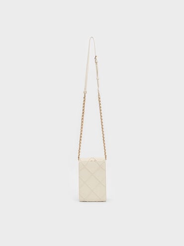 Eleni Quilted Elongated Crossbody Bag, Cream, hi-res