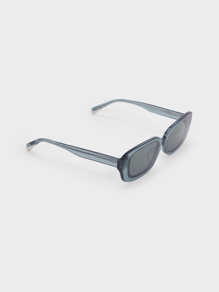 Aubrey Rectangular Recycled Acetate Sunglasses, Teal, hi-res