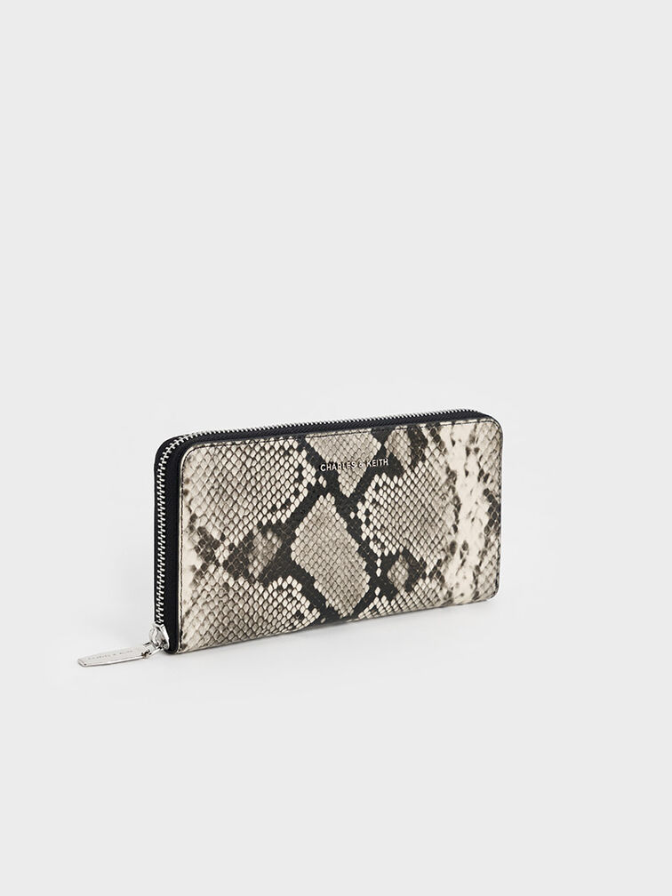 Snake-Print Zip-Around Long Wallet, Multi, hi-res