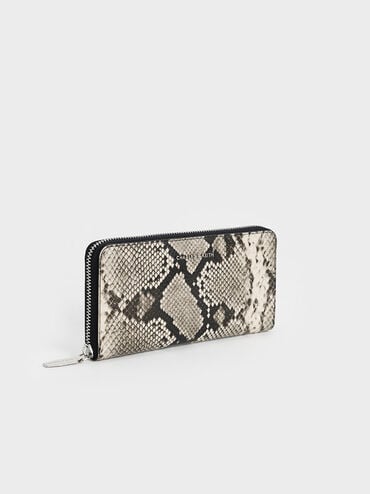 Snake-Print Zip-Around Long Wallet, Multi, hi-res