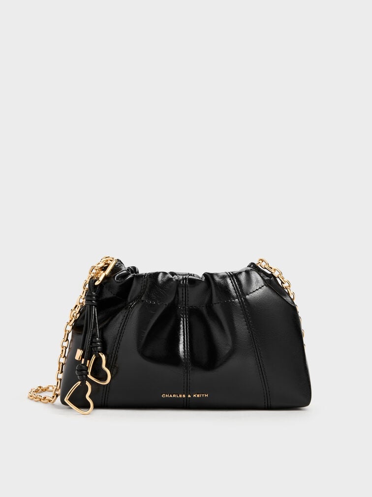 Ciara Ruched Crossbody Bag, Black, hi-res