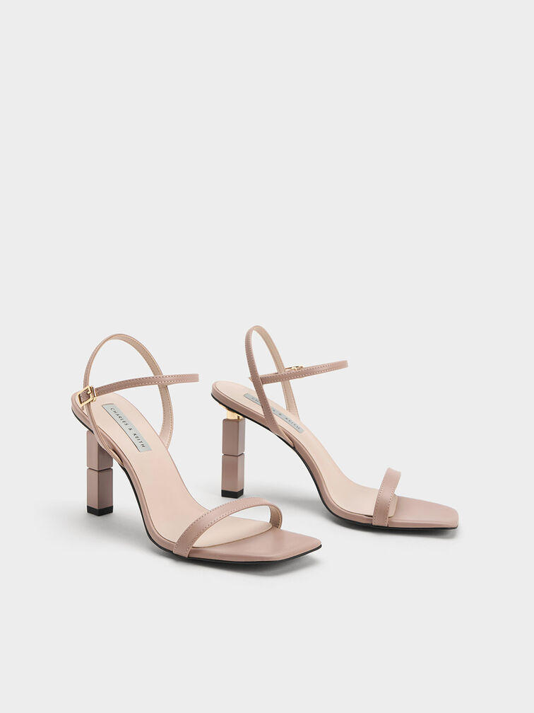 Sculptural Heel Sandals, Nude, hi-res