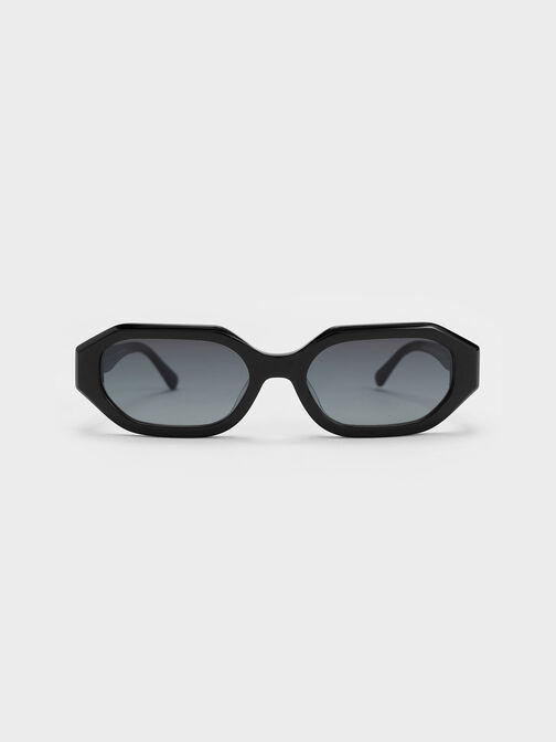 Gabine Recycled Acetate Oval Sunglasses, Black, hi-res
