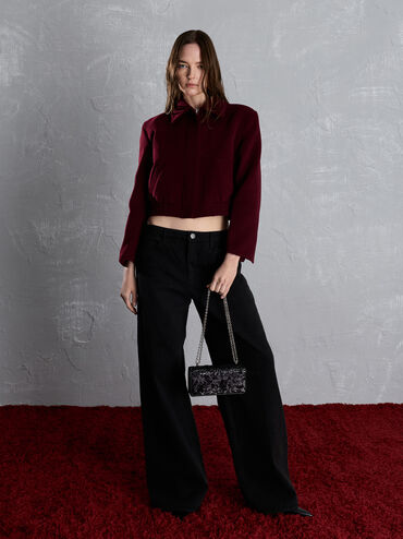 Paffuto Sequinned Wallet On Chain, Noir, hi-res