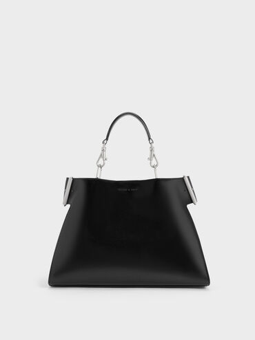 Lexie Side-Buckle Trapeze Shoulder Bag, Noir, hi-res