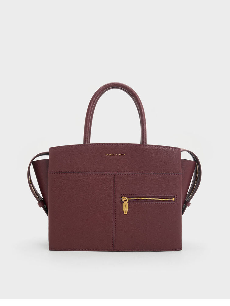 Anwen Trapeze Top Handle Bag, Burgundy, hi-res