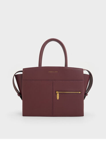 Anwen Trapeze Top Handle Bag, Burgundy, hi-res