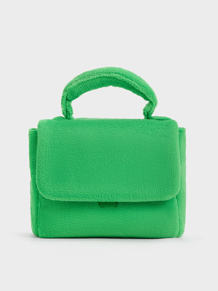 Loey Textured Top Handle Bag, Green, hi-res