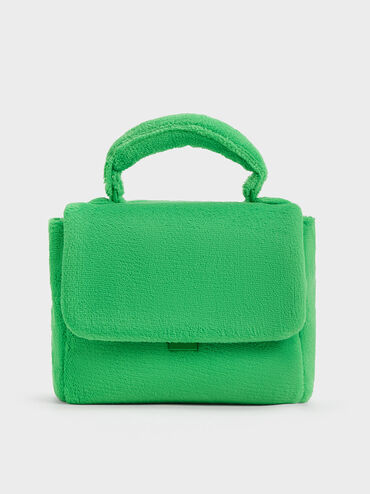 Loey Textured Top Handle Bag, Green, hi-res