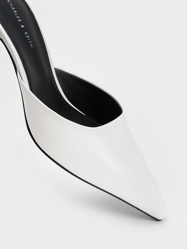 Flare Heel Mules, White, hi-res