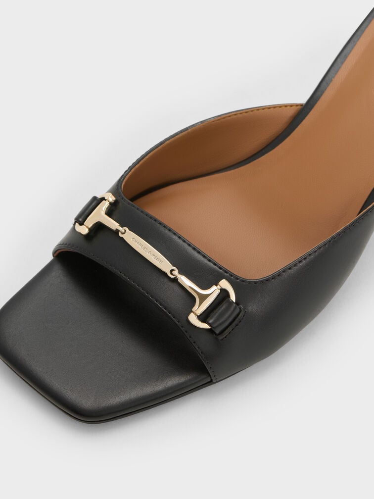 Erinna Metallc-Accent Wedge Mules, Black, hi-res