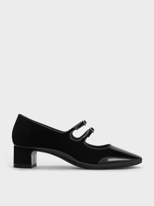 Clementine Double Crystal-Buckle Mary Jane Pumps, Black Box, hi-res