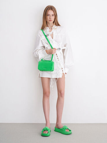 Loey Textured Crossbody Bag, Green, hi-res