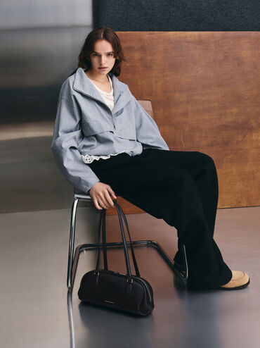 Nelly Elongated Shoulder Bag, Noir, hi-res