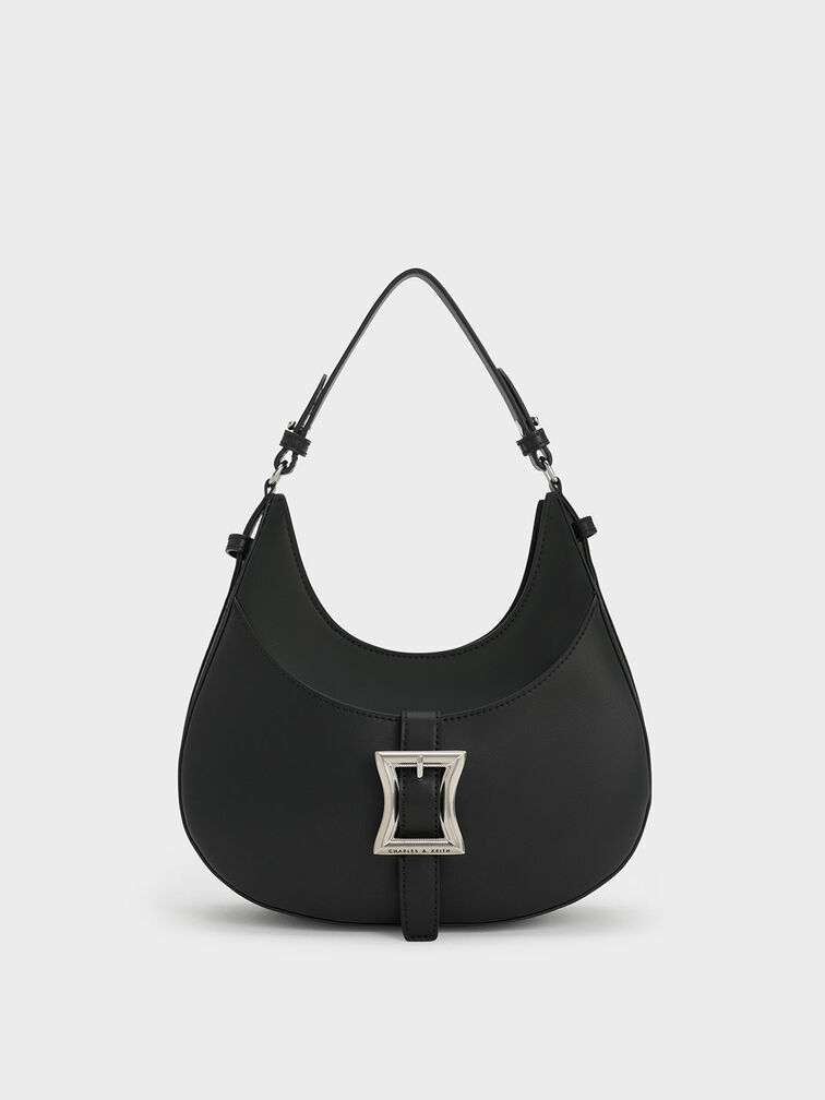 Xanthe Hobo Bag, Black, hi-res